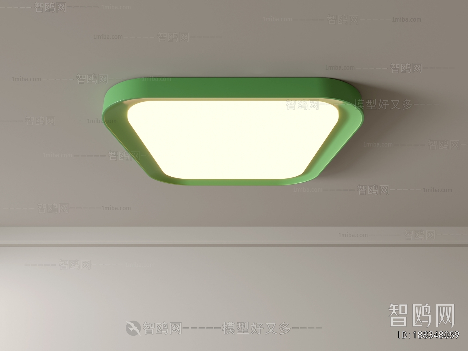 现代绿色方形吸顶灯