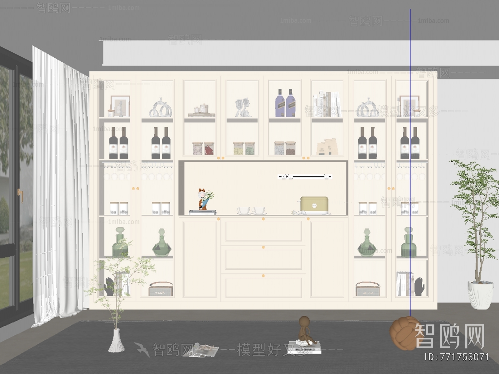 现代奶油风酒柜餐边柜