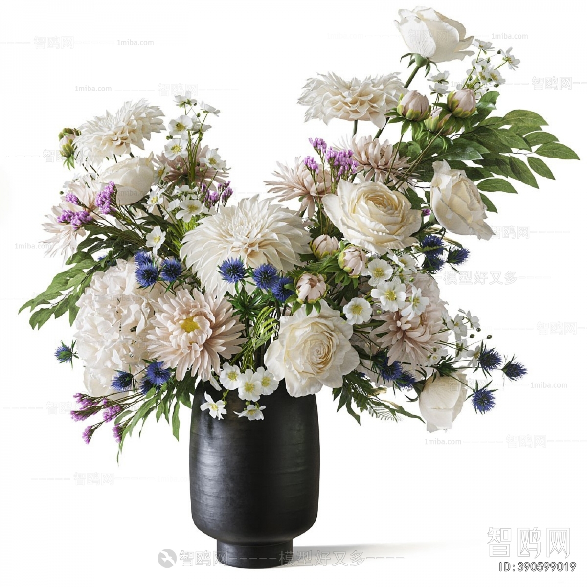 现代黑色花瓶插花