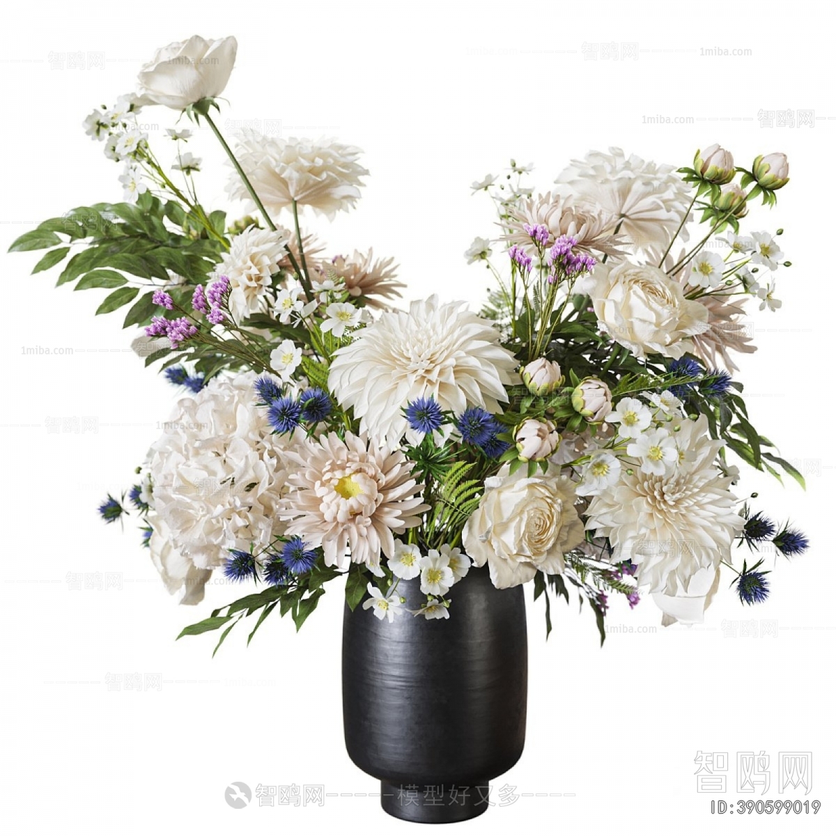 现代黑色花瓶插花