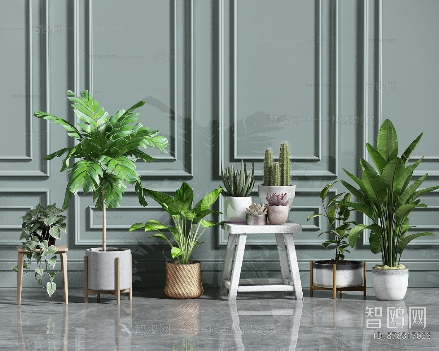 Modern Potted Green Plant