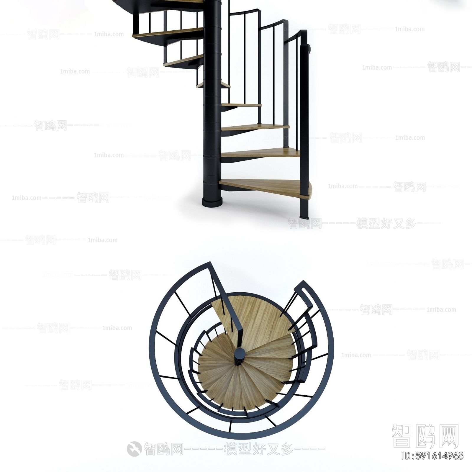 Industrial Style Rotating Staircase