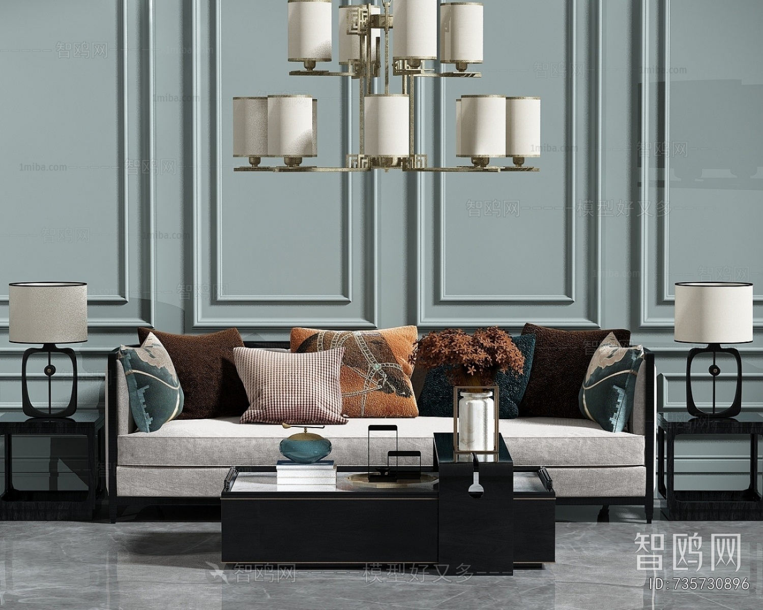 New Chinese Style Multi Person Sofa