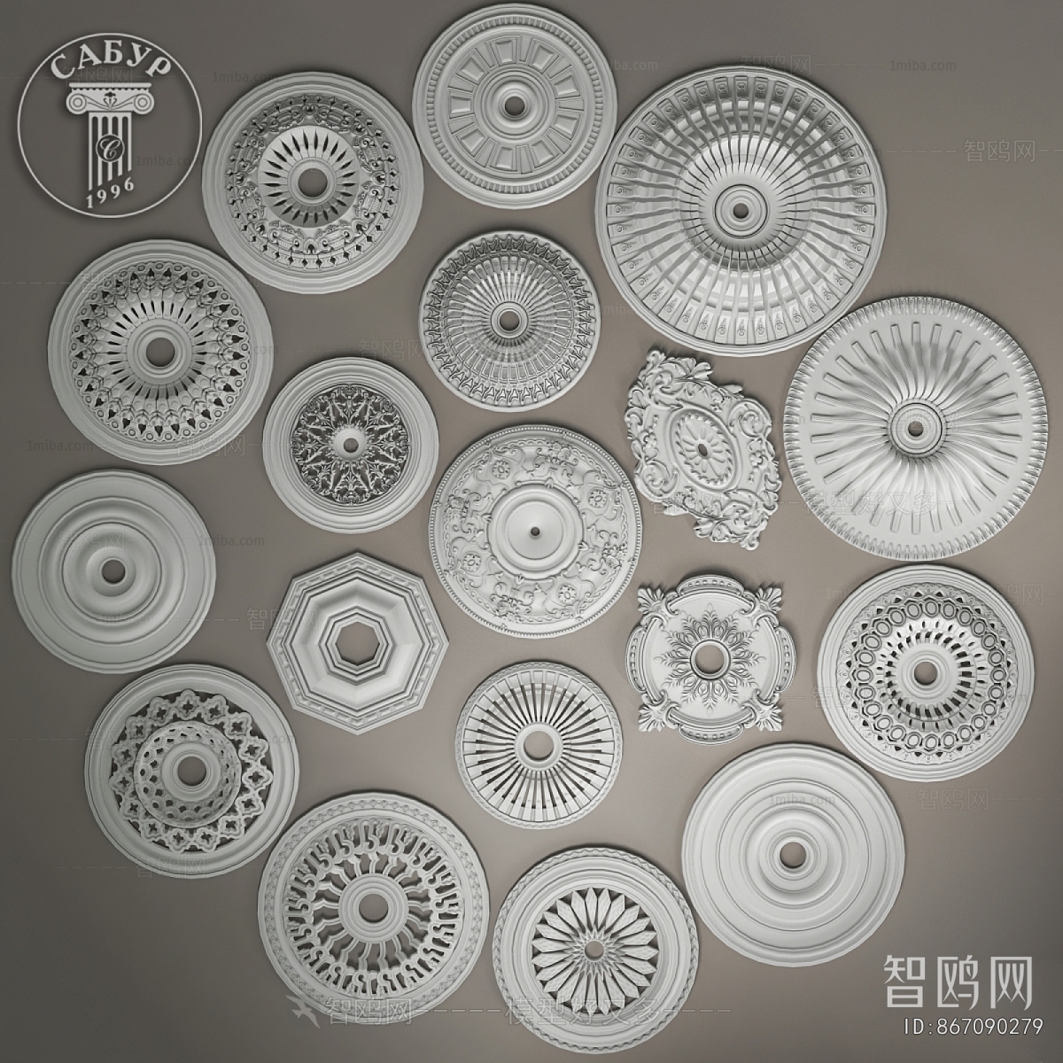 French Style Plaster Carved Top Plate