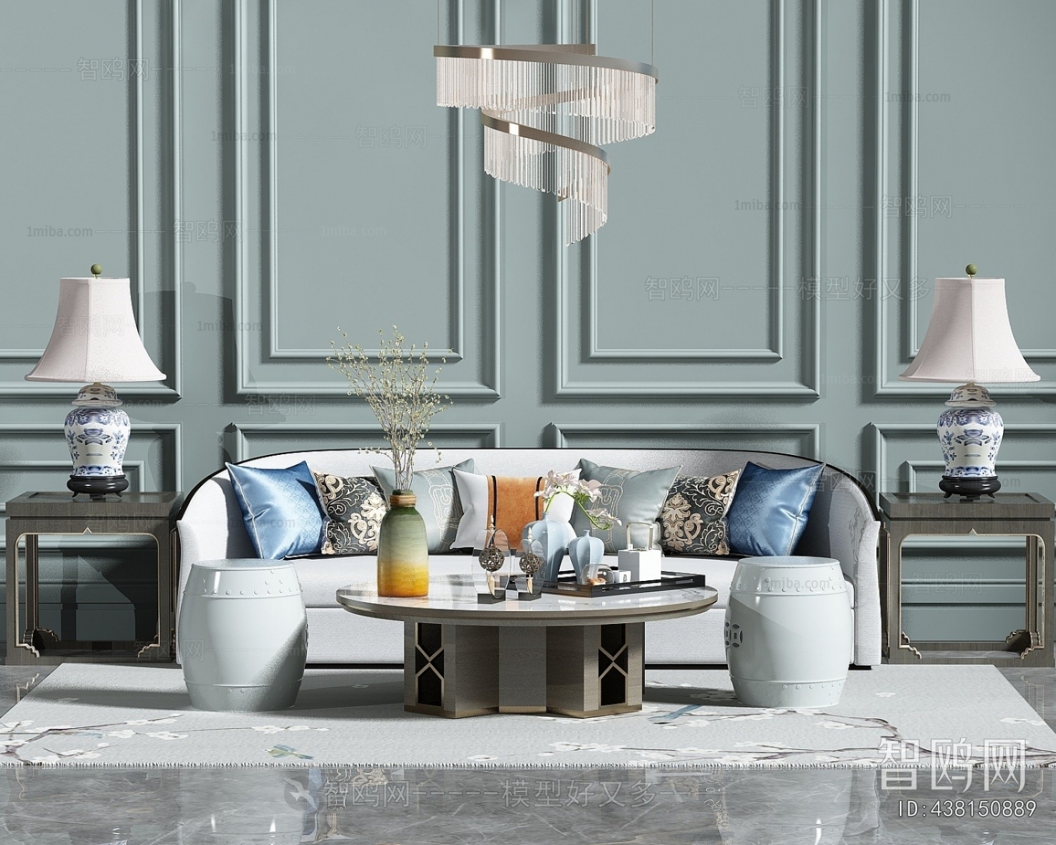 New Chinese Style Multi Person Sofa