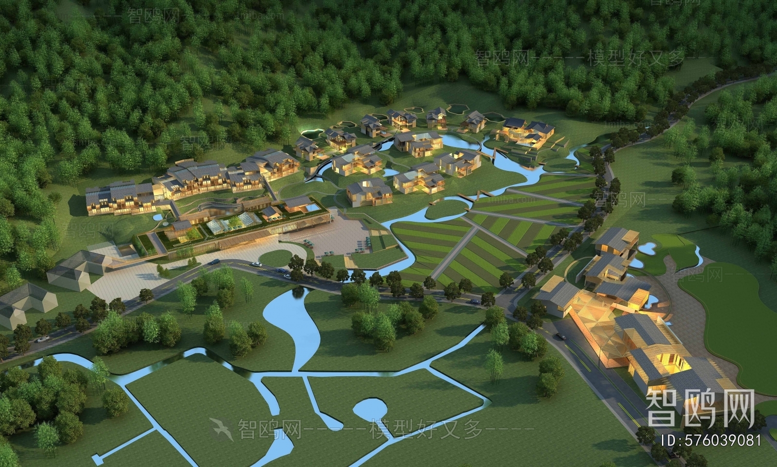 New Chinese Style Architectural Bird's-eye View Planning