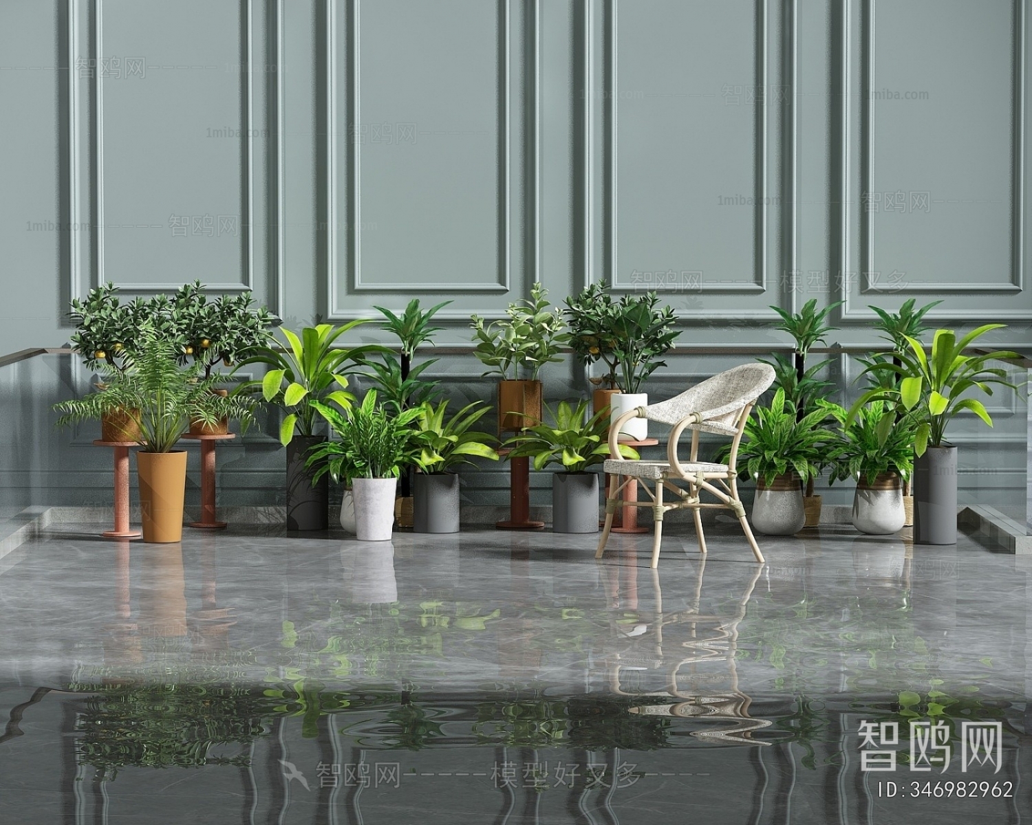 Modern Ground Green Plant Potted Plants