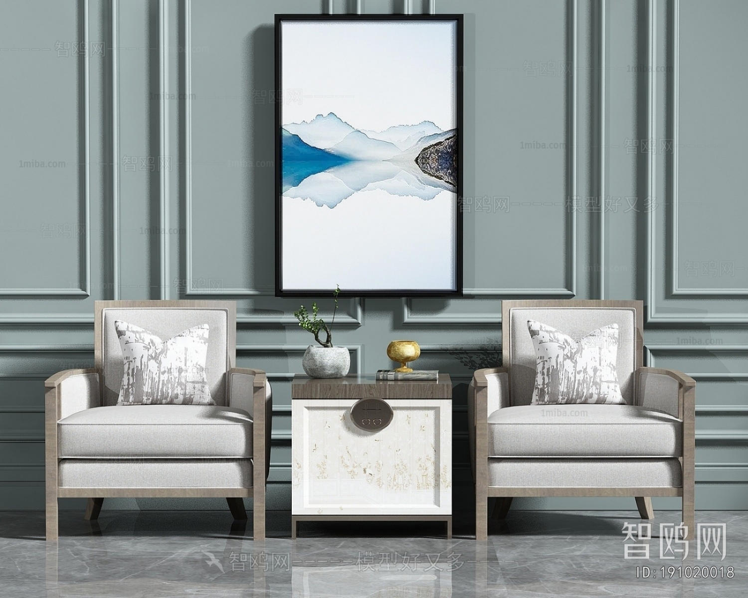 New Chinese Style Single Sofa