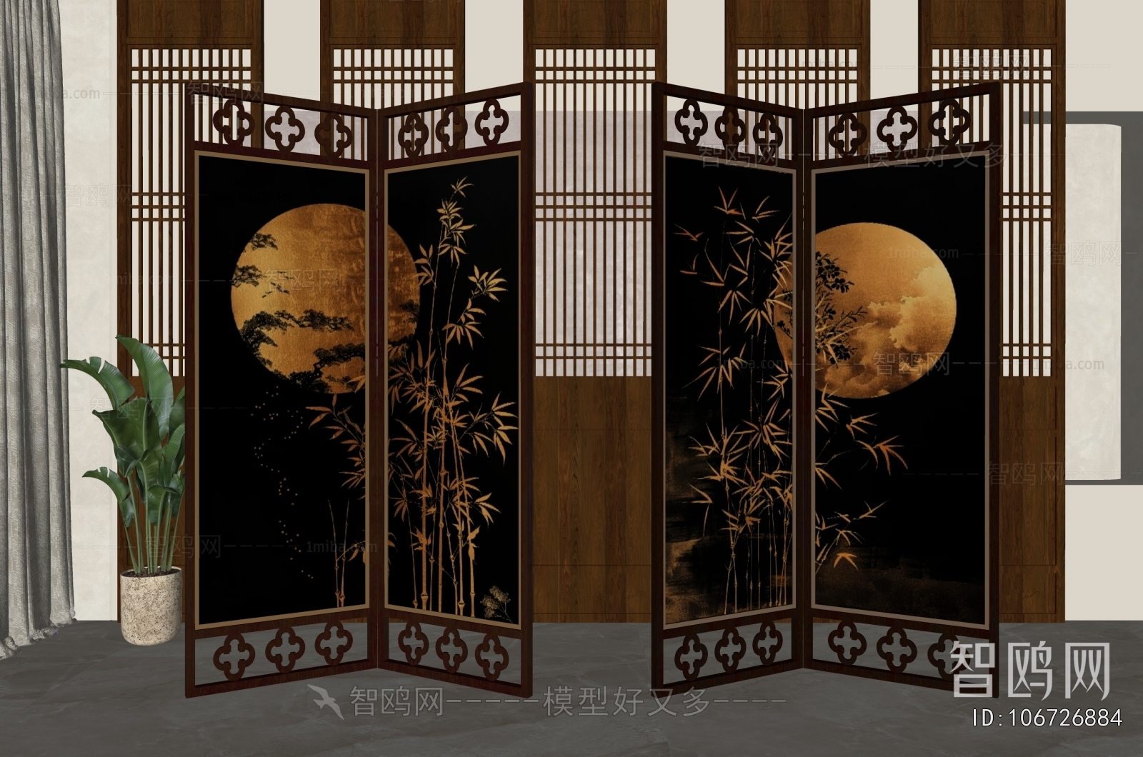 New Chinese Style Wooden Screen Partition