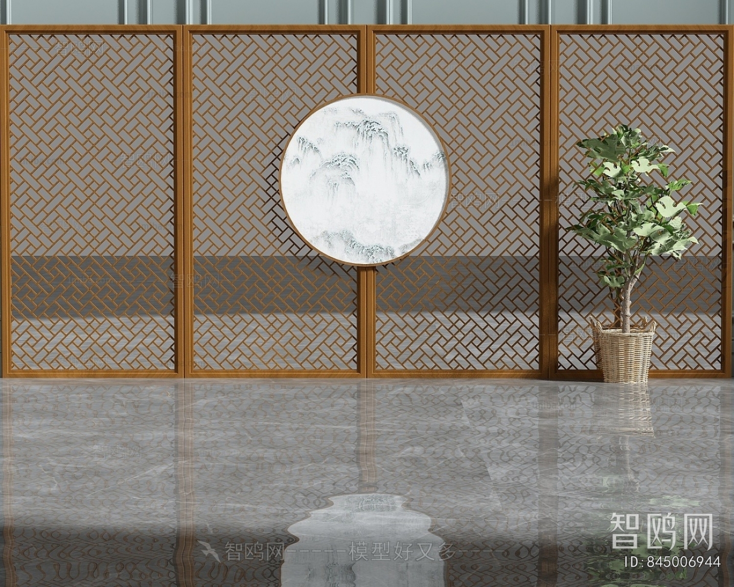 New Chinese Style Wooden Screen Partition