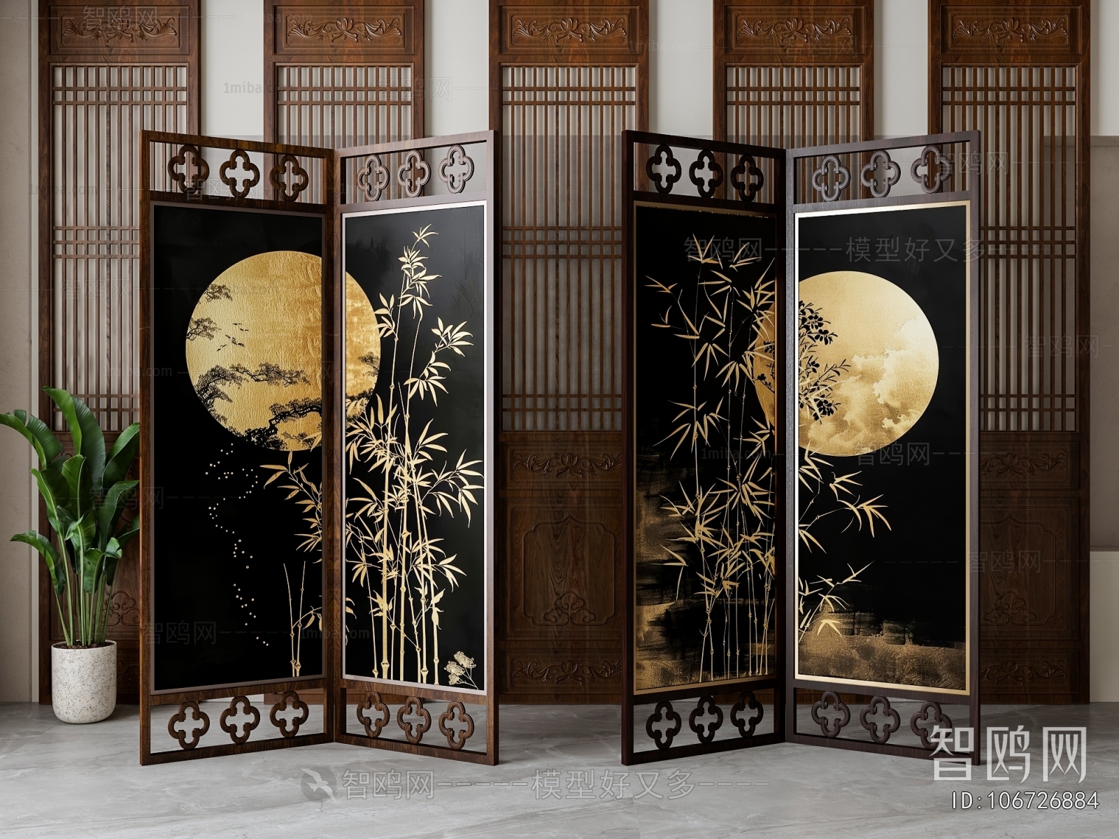 New Chinese Style Wooden Screen Partition