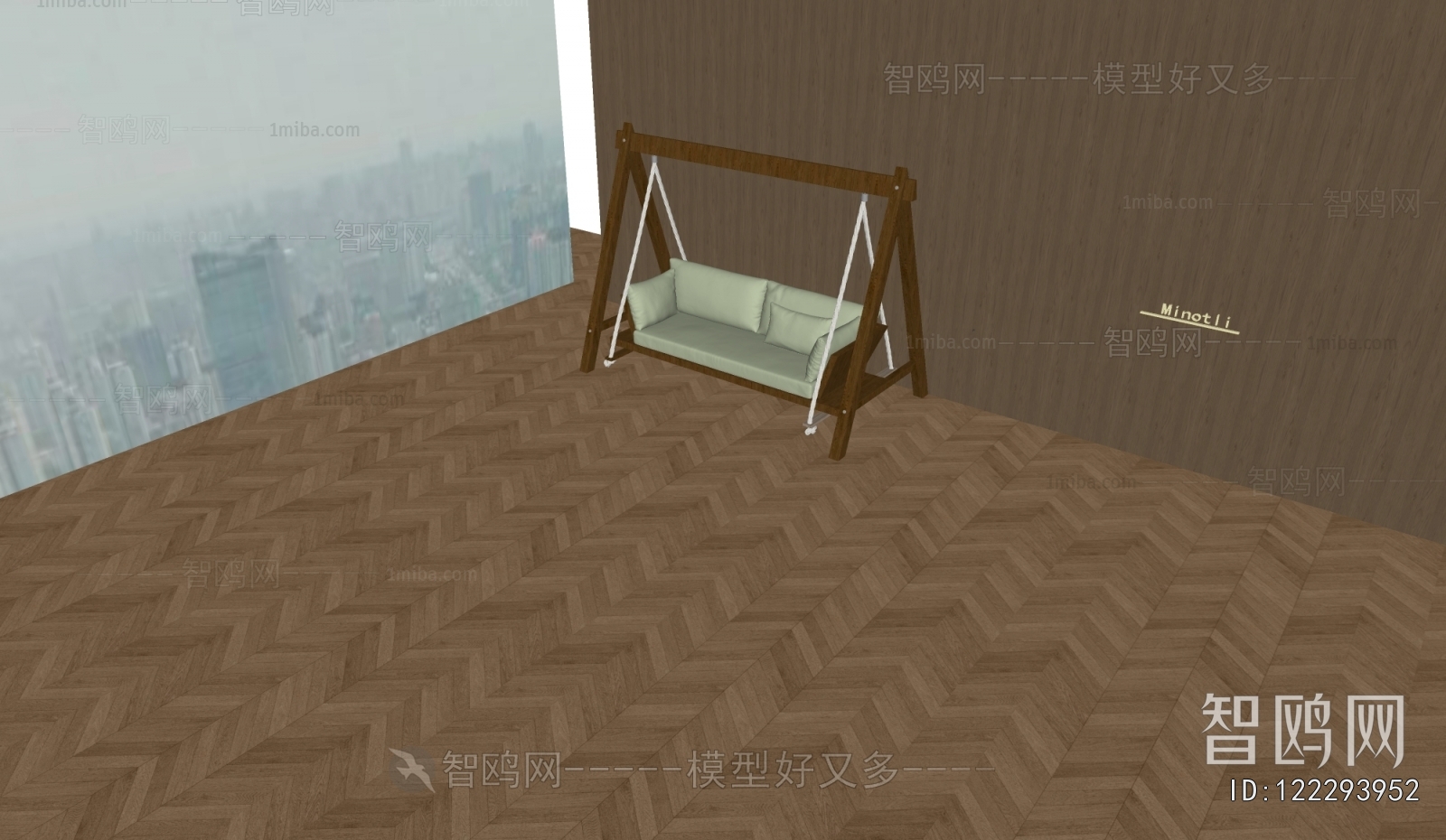 现代中古风秋千椅吊椅