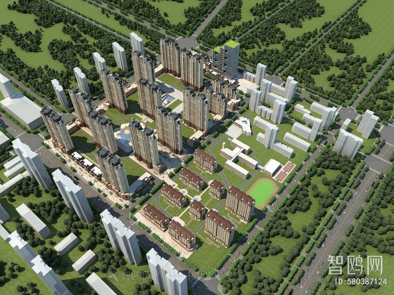 Modern Architectural Bird's-eye View Planning