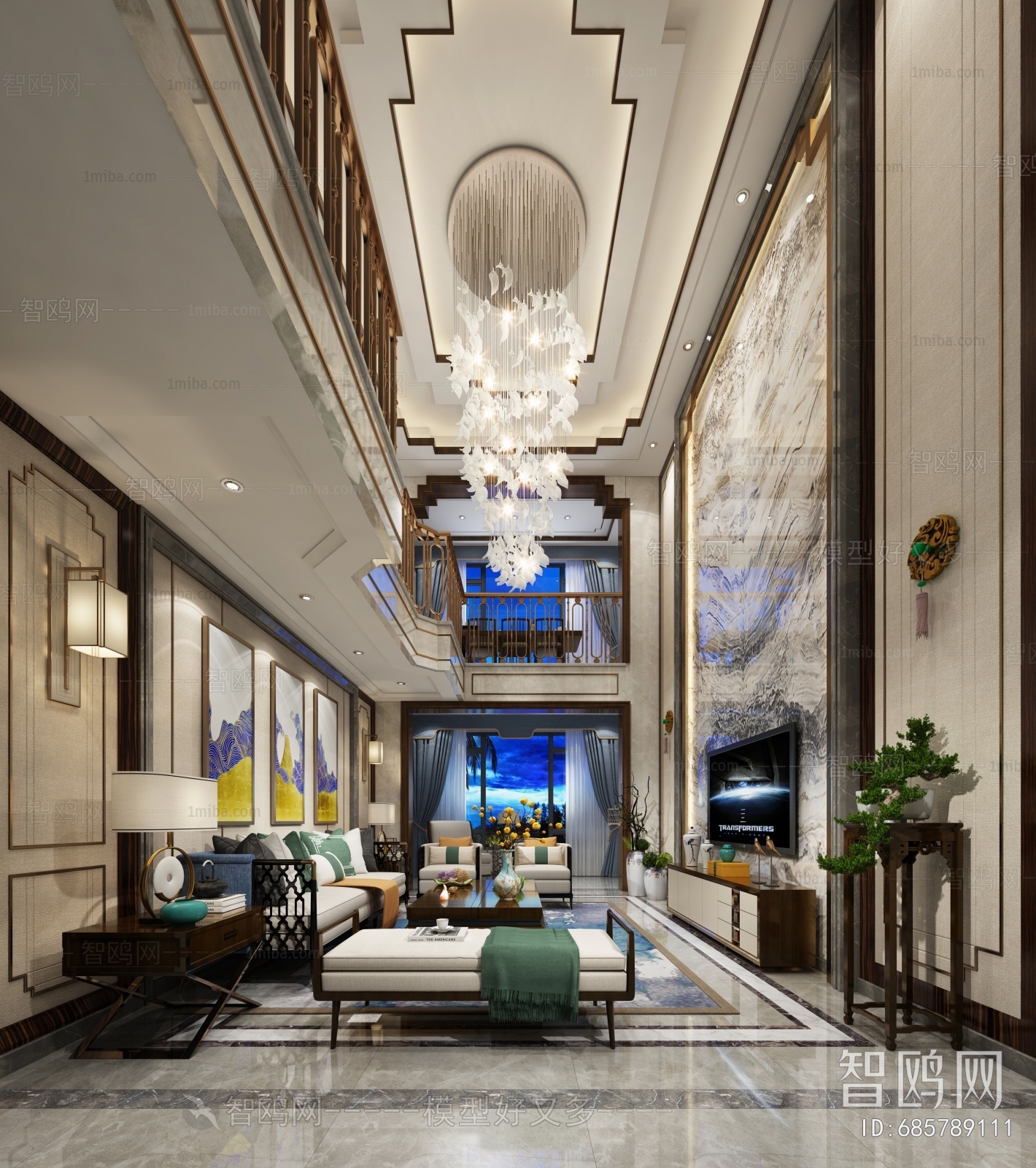 New Chinese Style A Living Room