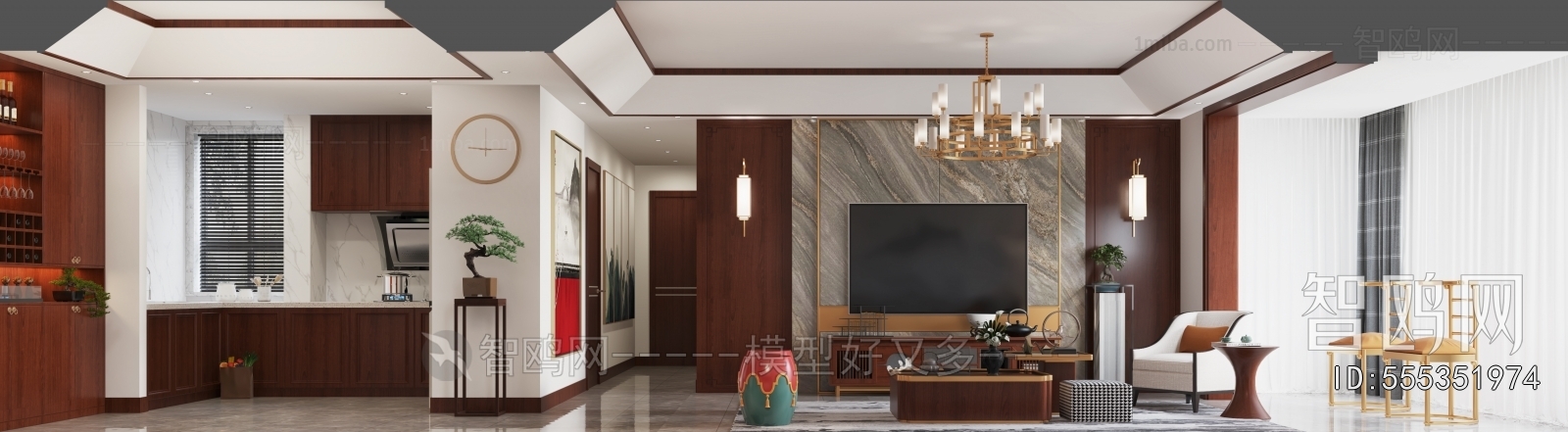 New Chinese Style A Living Room