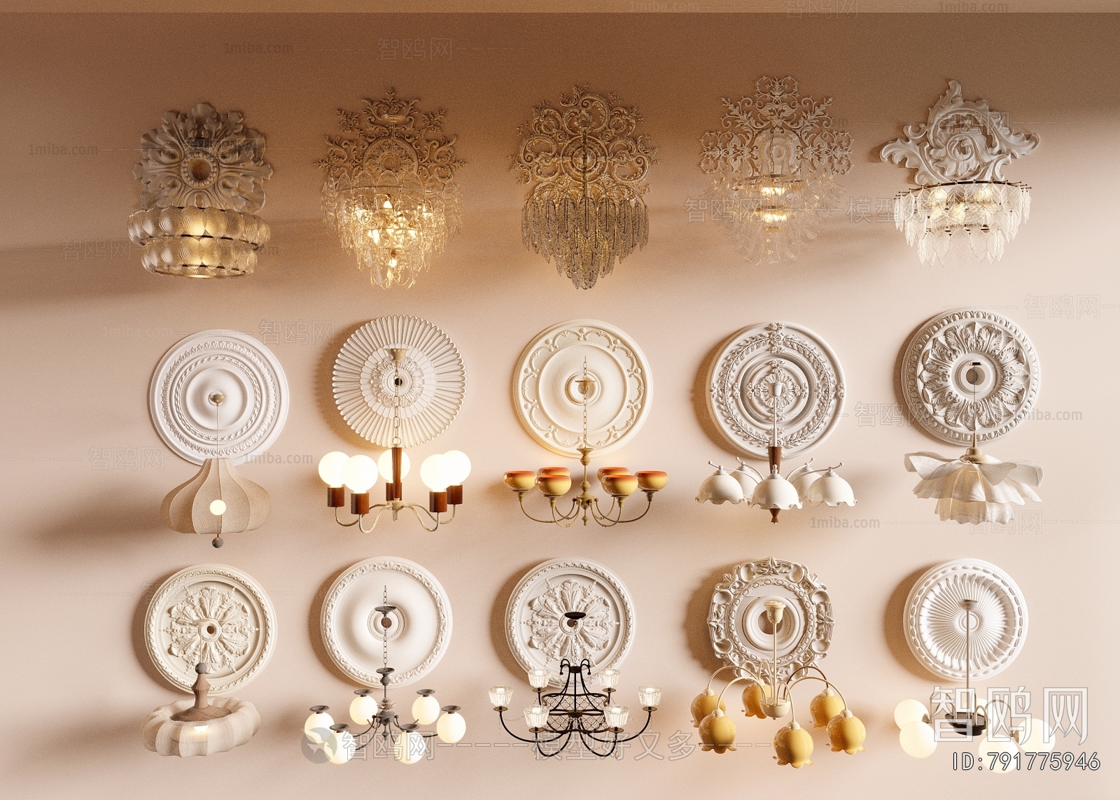 French Style Plaster Carved Top Plate