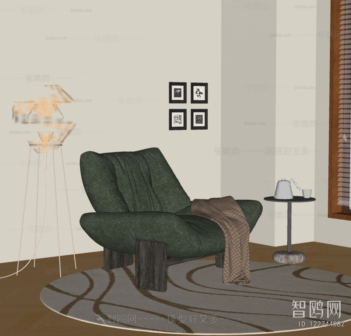 现代中古风单人沙发