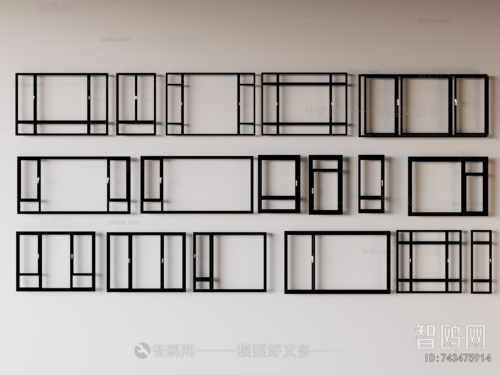 现代断桥铝窗户组合