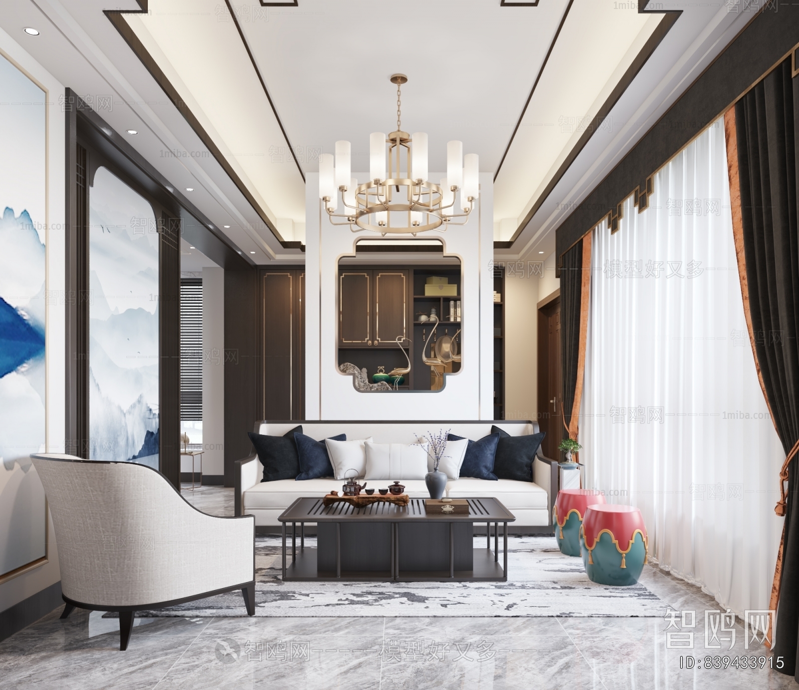 New Chinese Style A Living Room