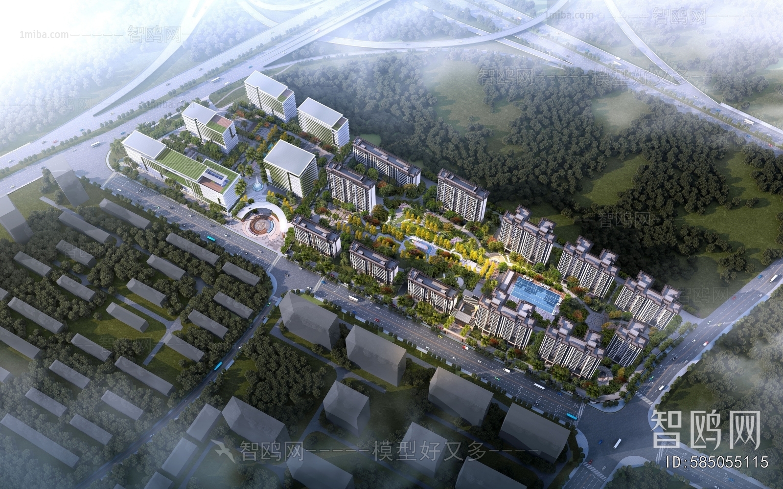 Modern Architectural Bird's-eye View Planning