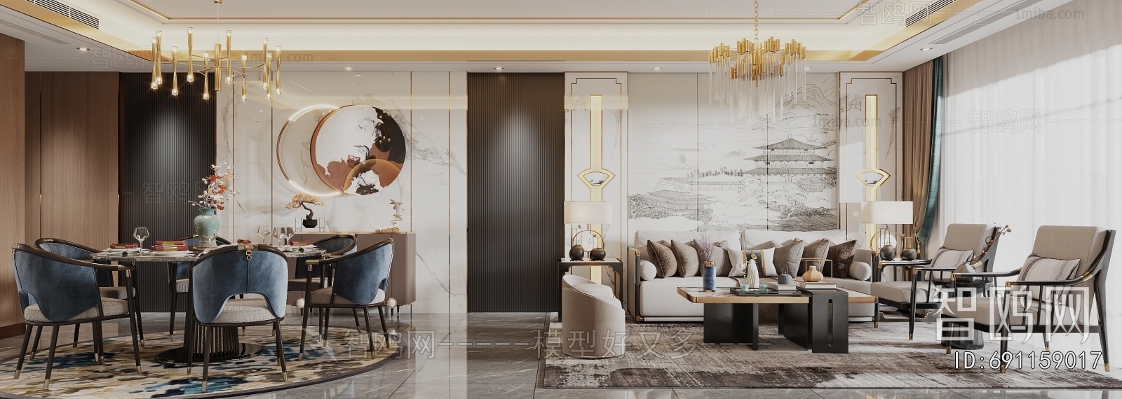 New Chinese Style A Living Room