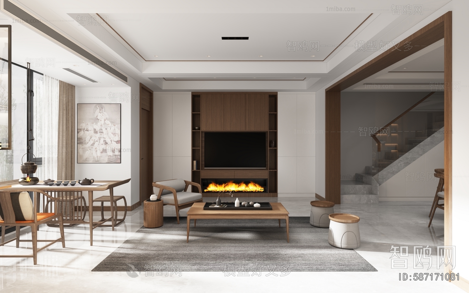 New Chinese Style A Living Room