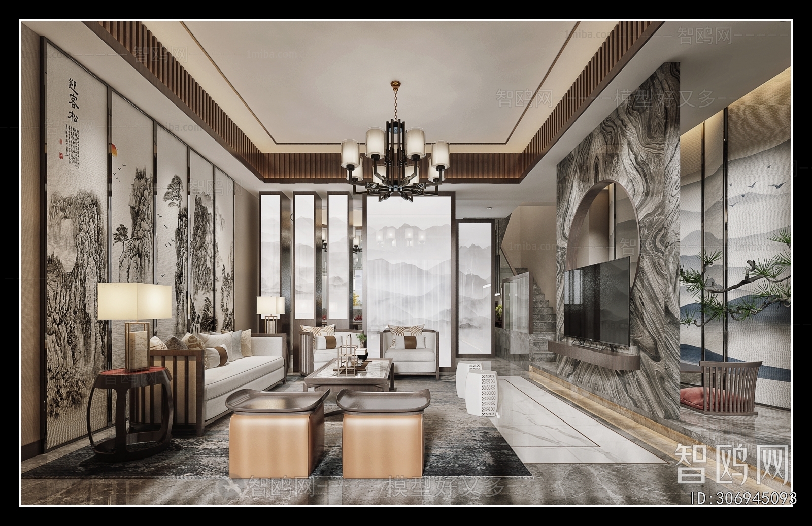 New Chinese Style A Living Room