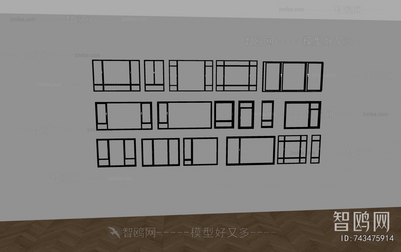 现代断桥铝窗户组合