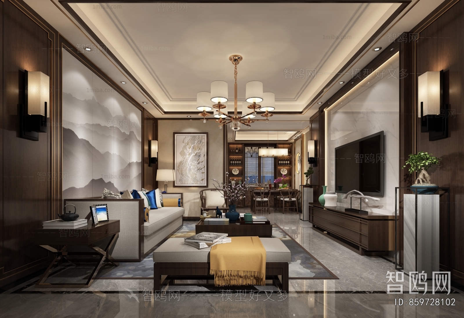 New Chinese Style A Living Room