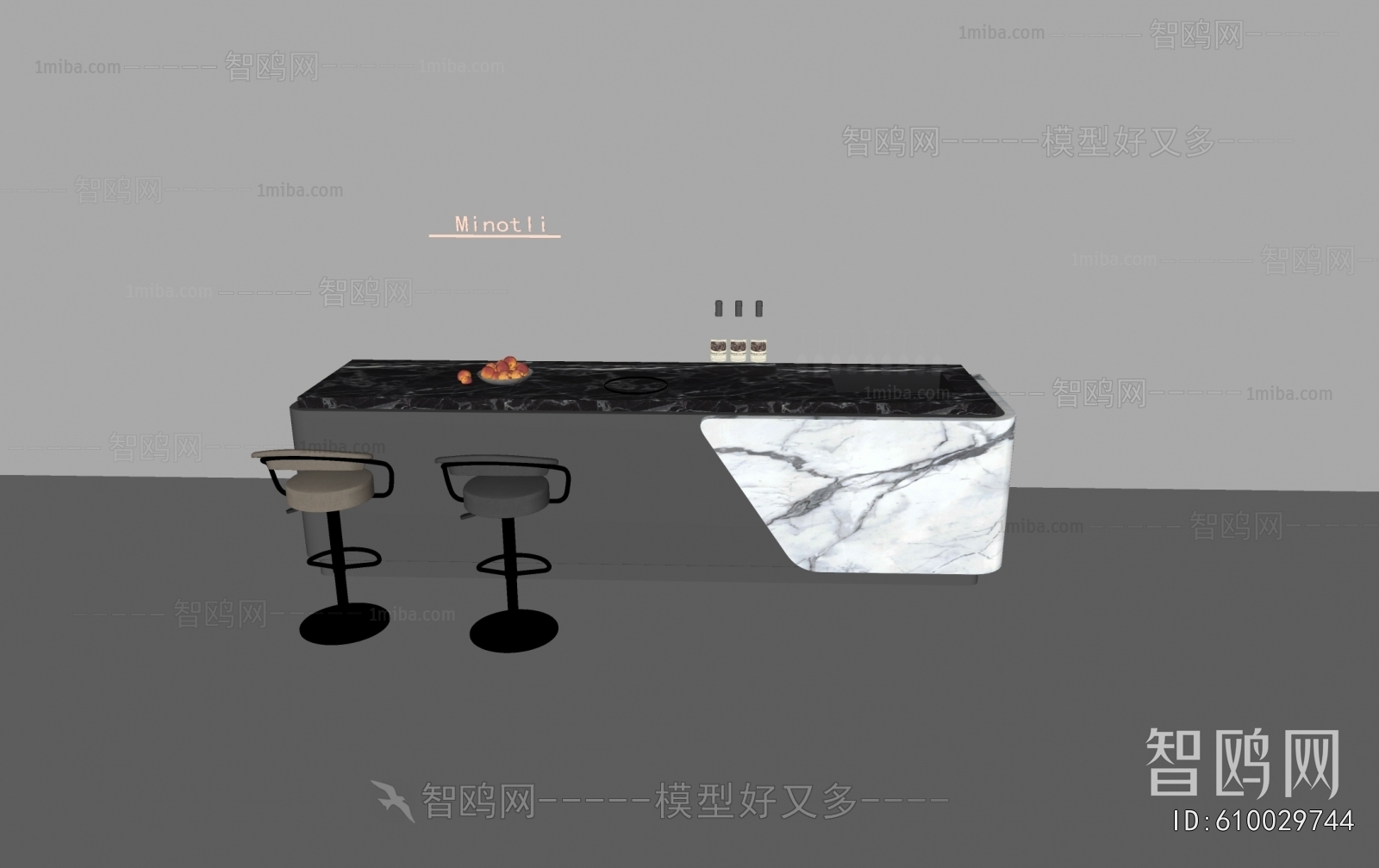 现代意式轻奢酒吧台椅组合