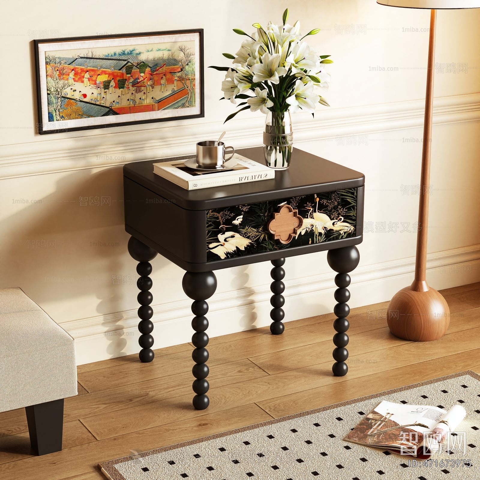 French Style Bedside Cupboard