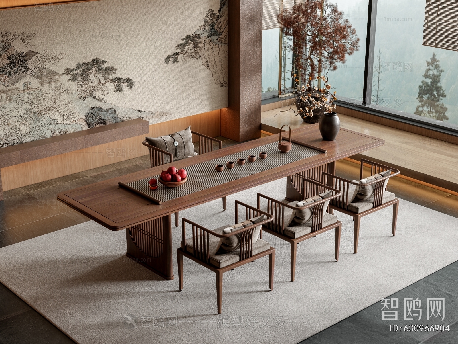 新中式茶桌椅组合