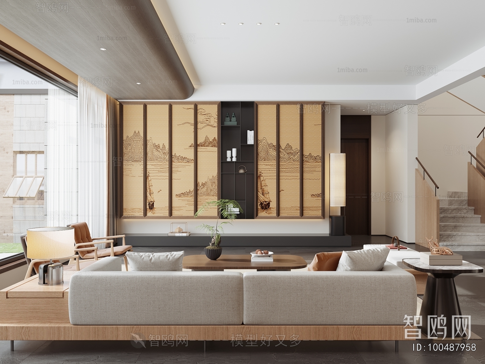 New Chinese Style A Living Room