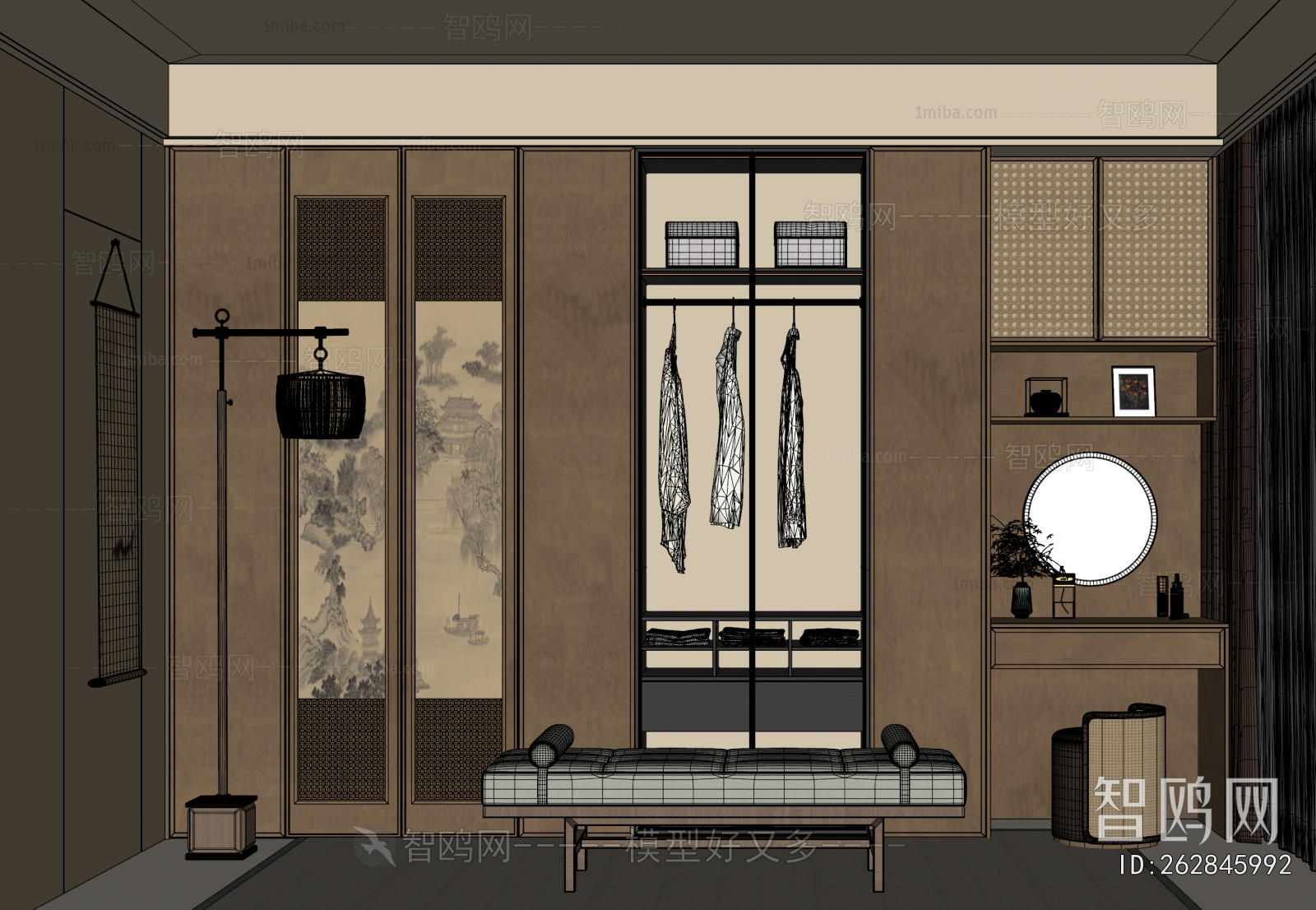 New Chinese Style Clothes Storage Area