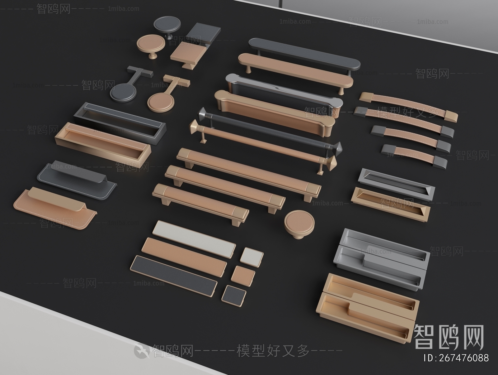 现代金属皮革柜门拉手组合