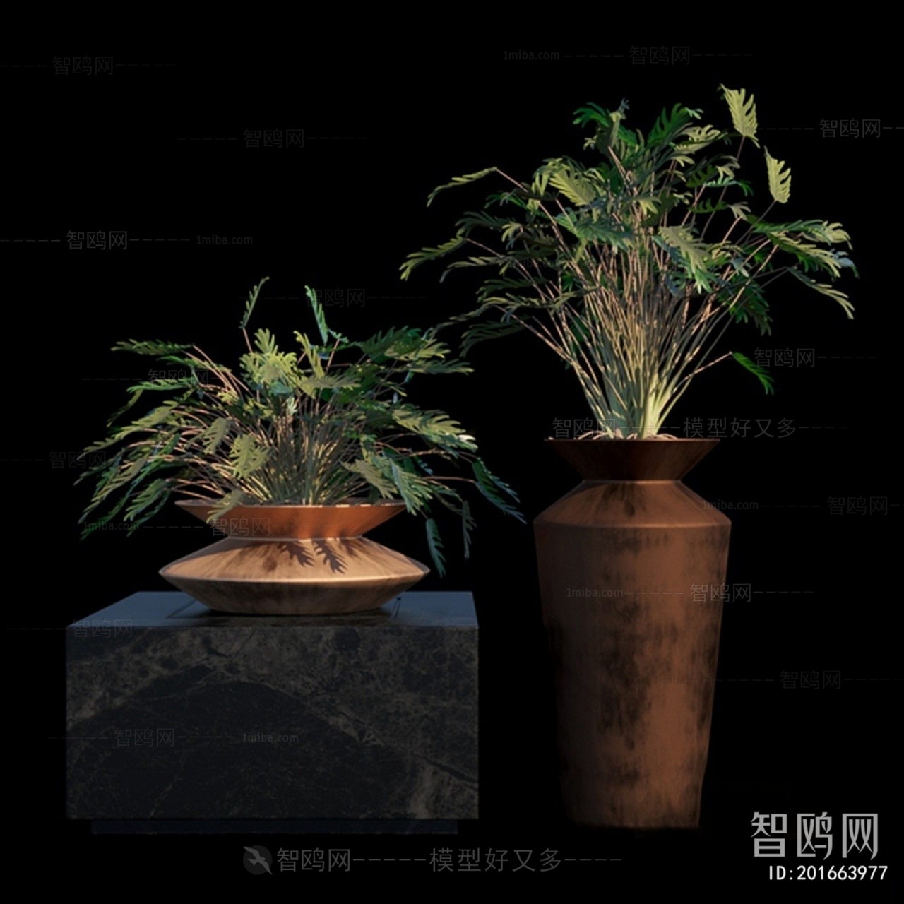 Wabi-sabi Style Potted Green Plant