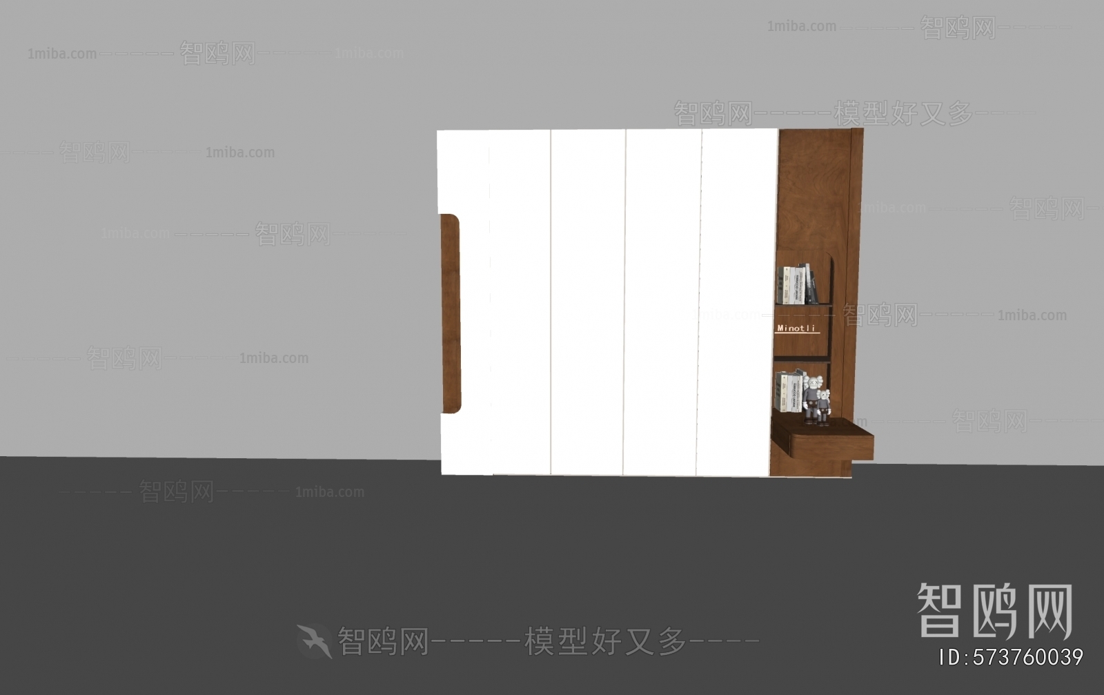 现代中古奶油风实木衣柜