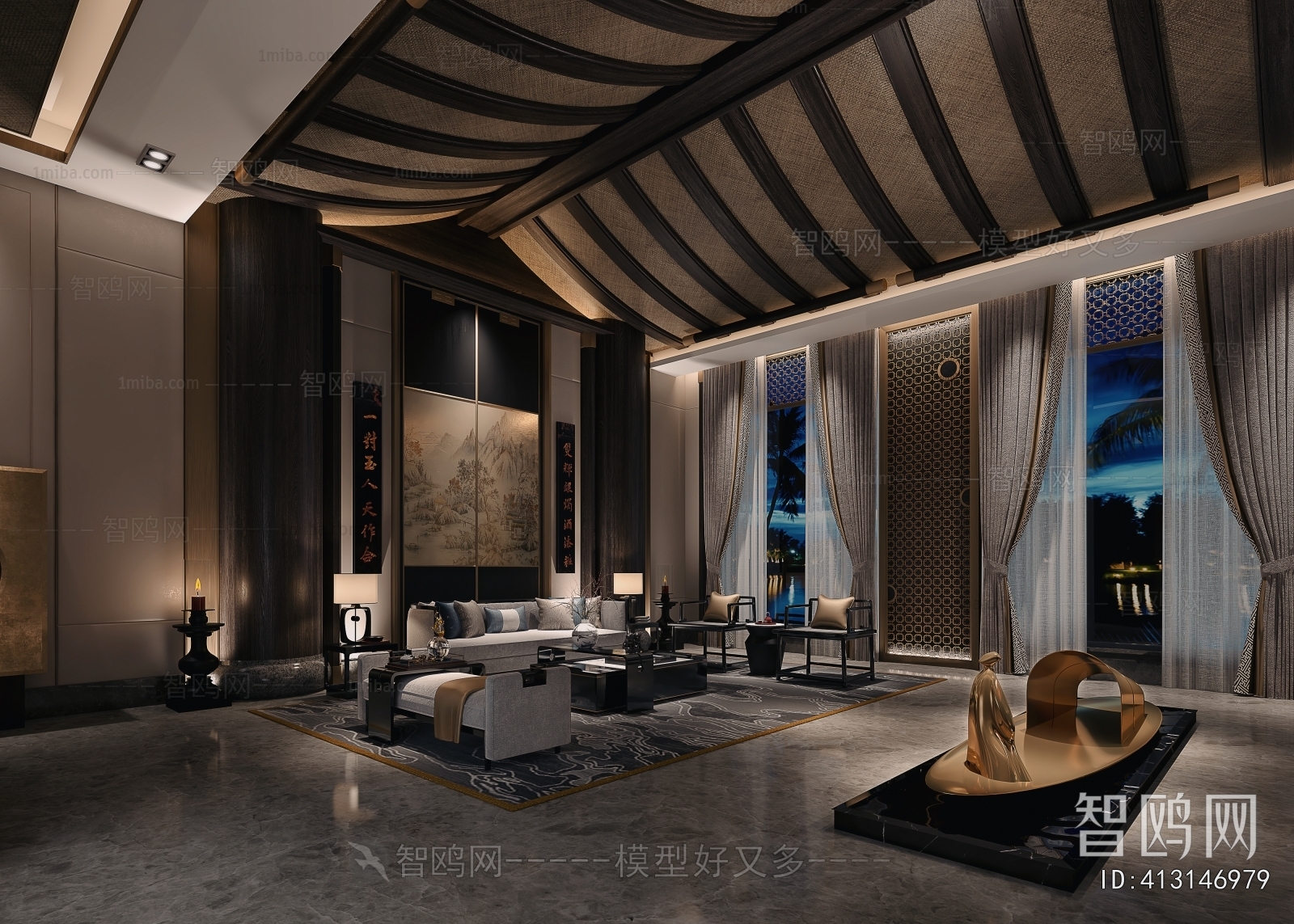 New Chinese Style A Living Room