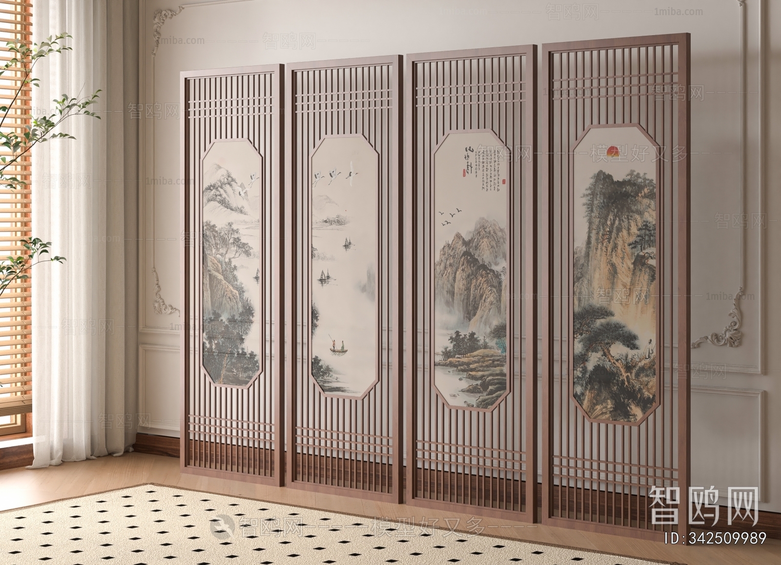 New Chinese Style Wooden Screen Partition