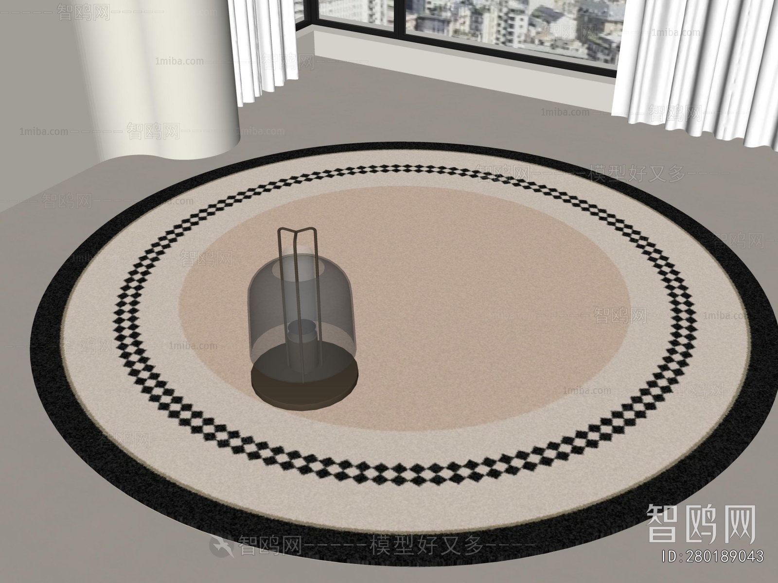 现代中古风圆形地毯