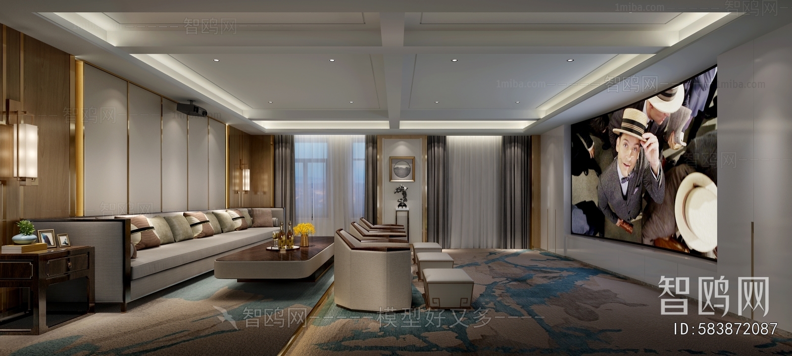 New Chinese Style Audiovisual Room