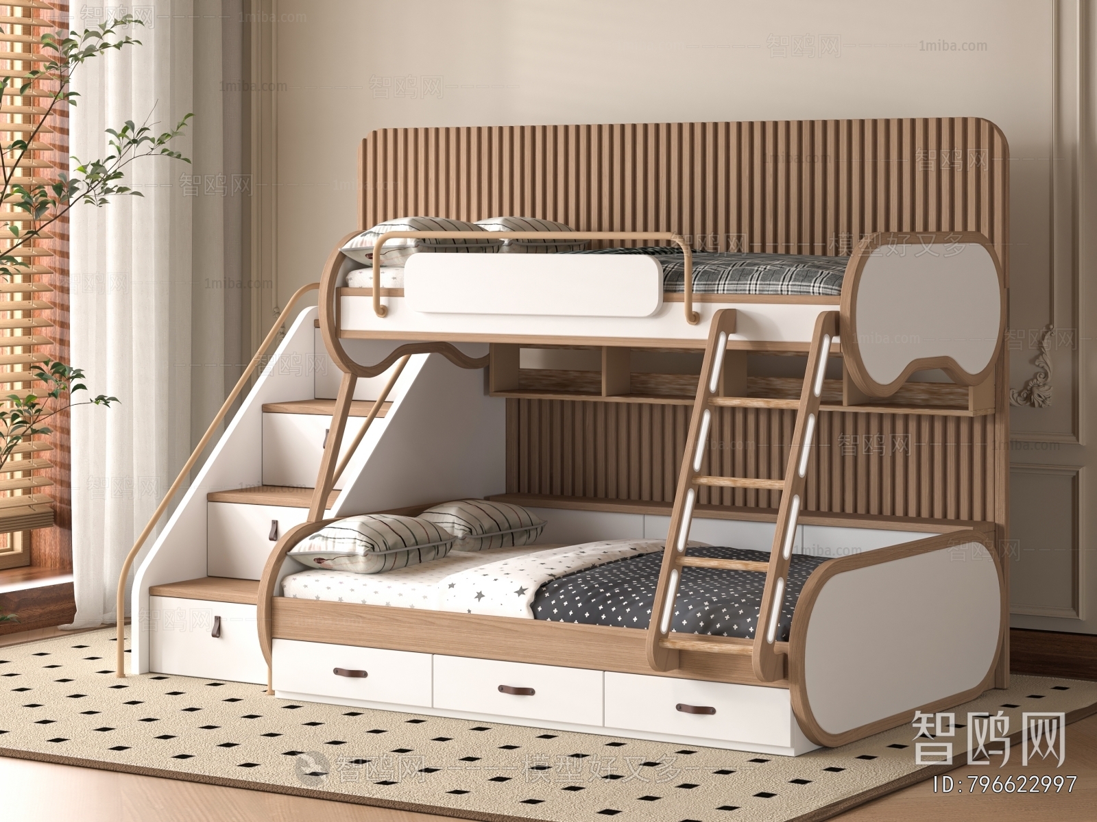 New Chinese Style Bunk Bed