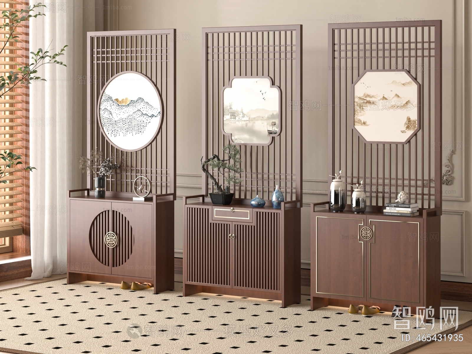 New Chinese Style Shoe Cabinet