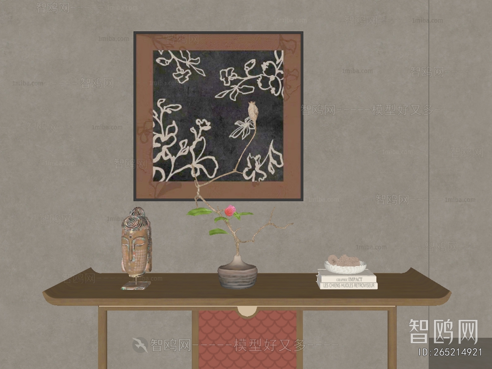 侘寂中古风花瓶摆件挂画组合