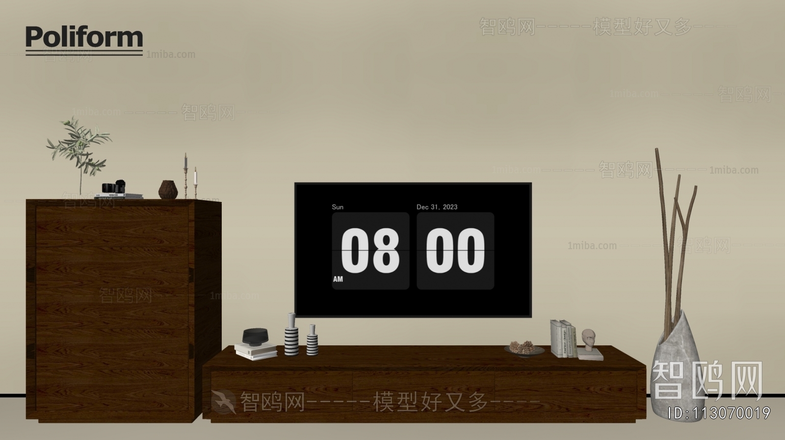 现代中古风电视柜斗柜组合