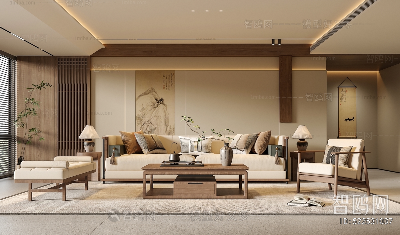 New Chinese Style A Living Room