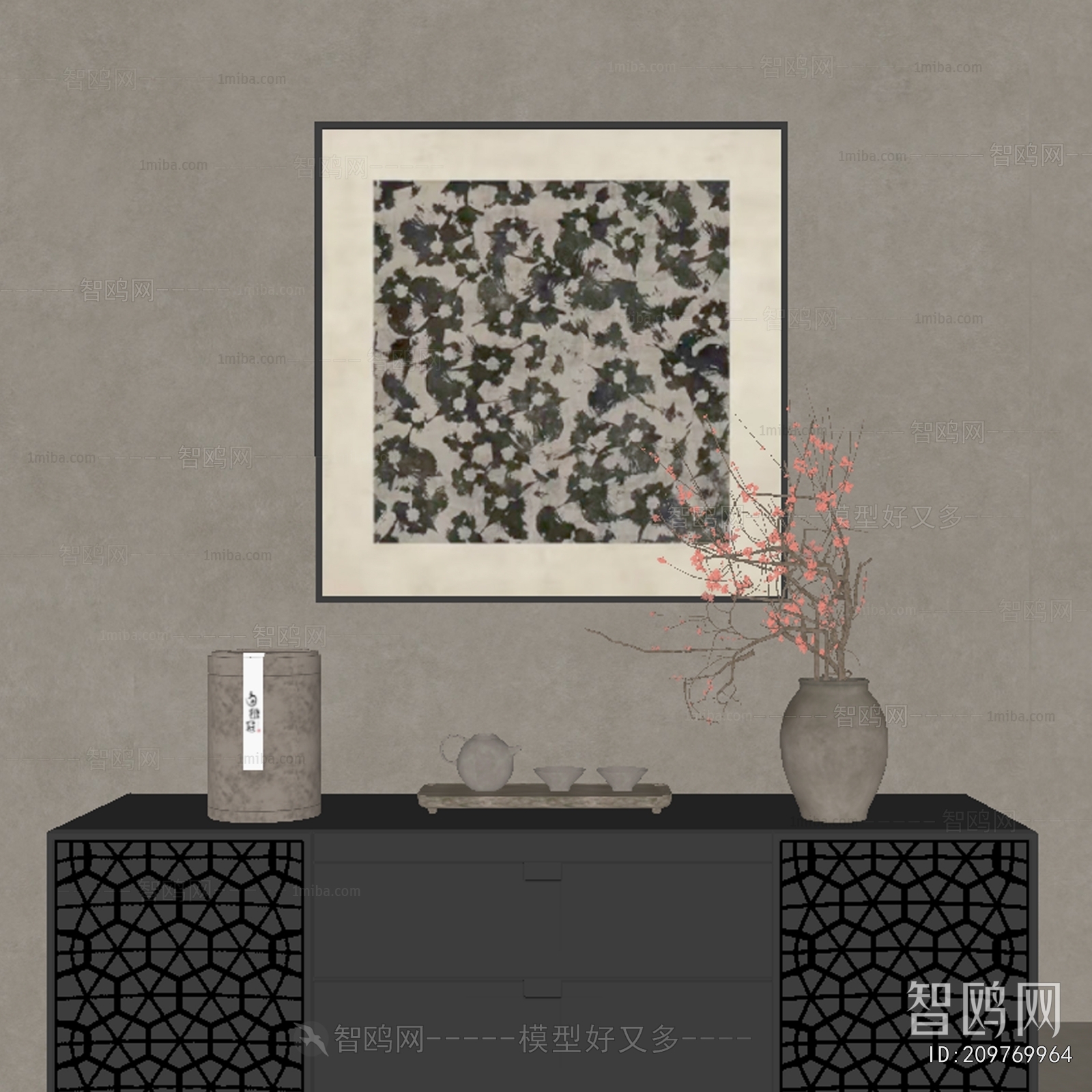 侘寂中古风花瓶摆件挂画组合