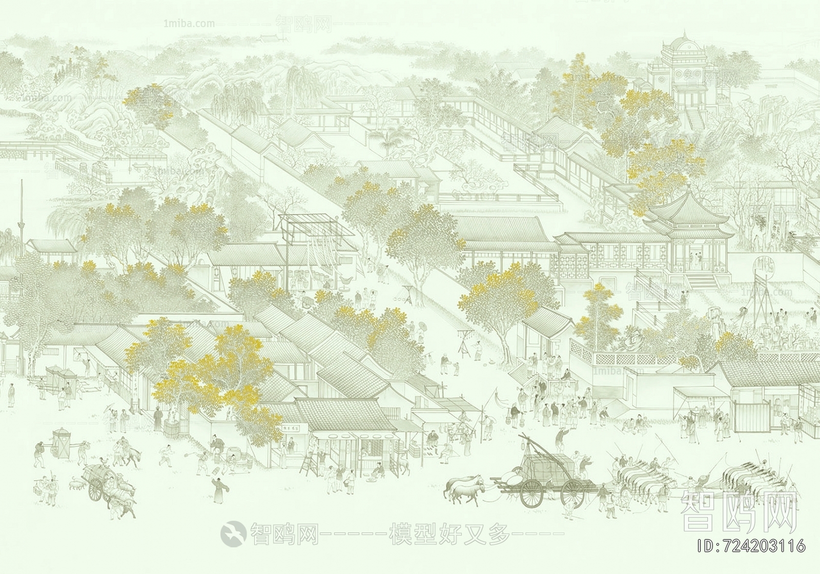 新中式壁纸壁画