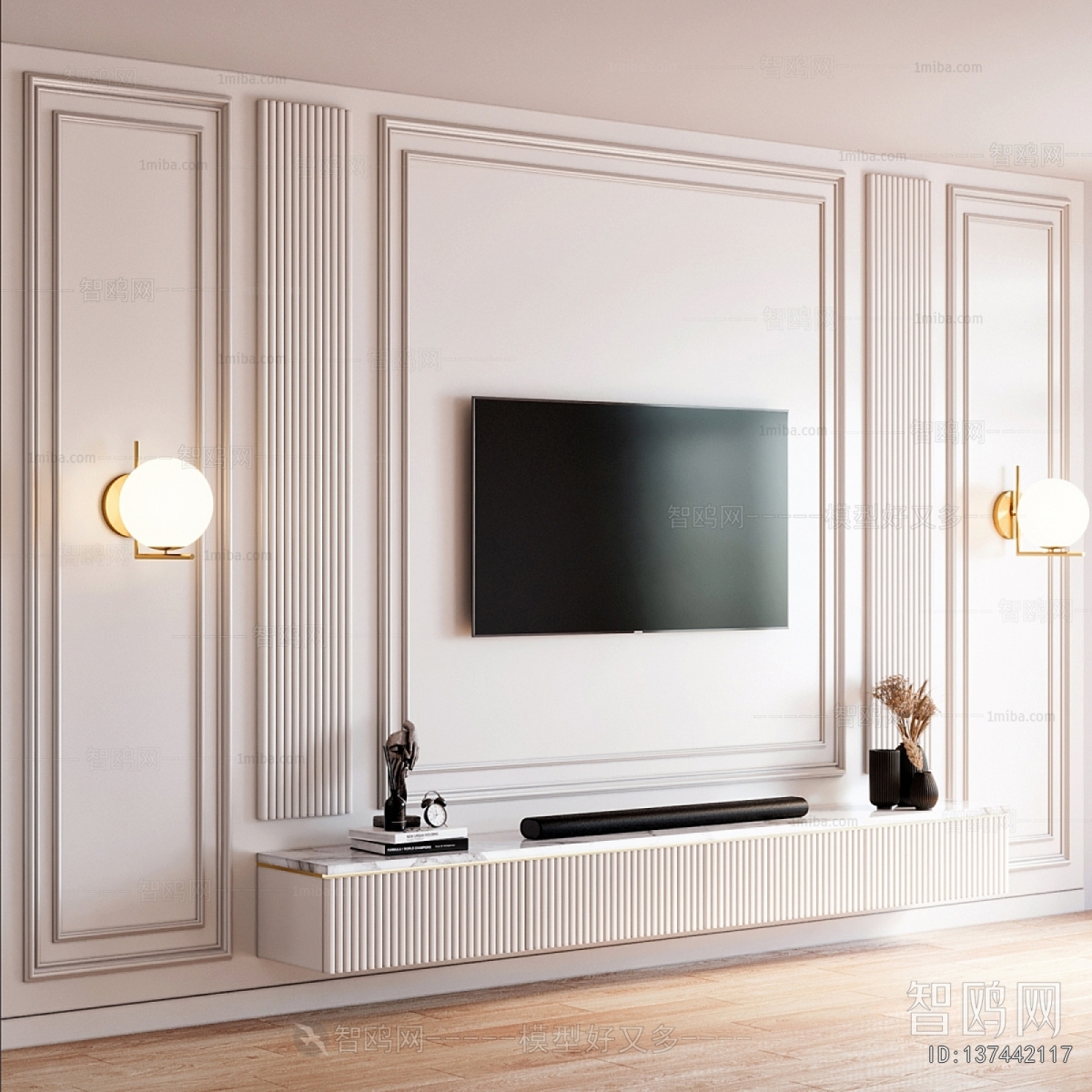 Simple European Style TV Wall