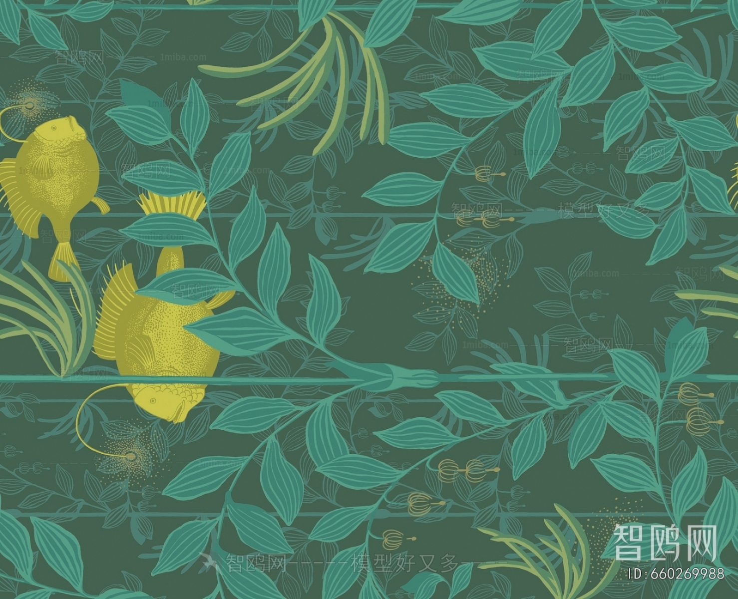 Animal And Plant Pattern Wallpaper